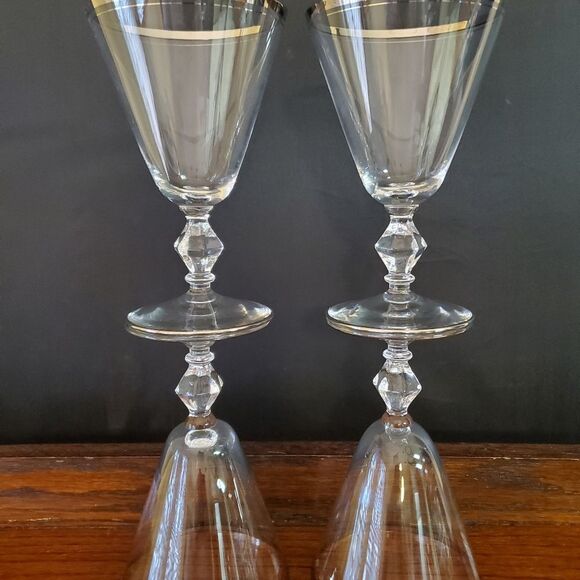 MCM 1960's era Brookmere Platinum Glastonbury Lotus Water Glasses 5.75" tall - Picture 4 of 8